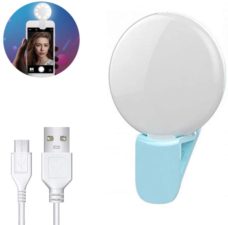 All Phone Use USB Rechargeable Portable Mini Selfie Ring Light 2-in-1 Functions High ABS Material Bright LED Fill Light Phone