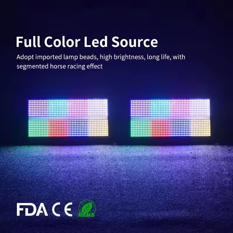Mingjie 1000W LED Strobe Light 8+8 Segment Chasing Effect RGB Coloring Flash Effect 5 Control Modes Stage Lighting