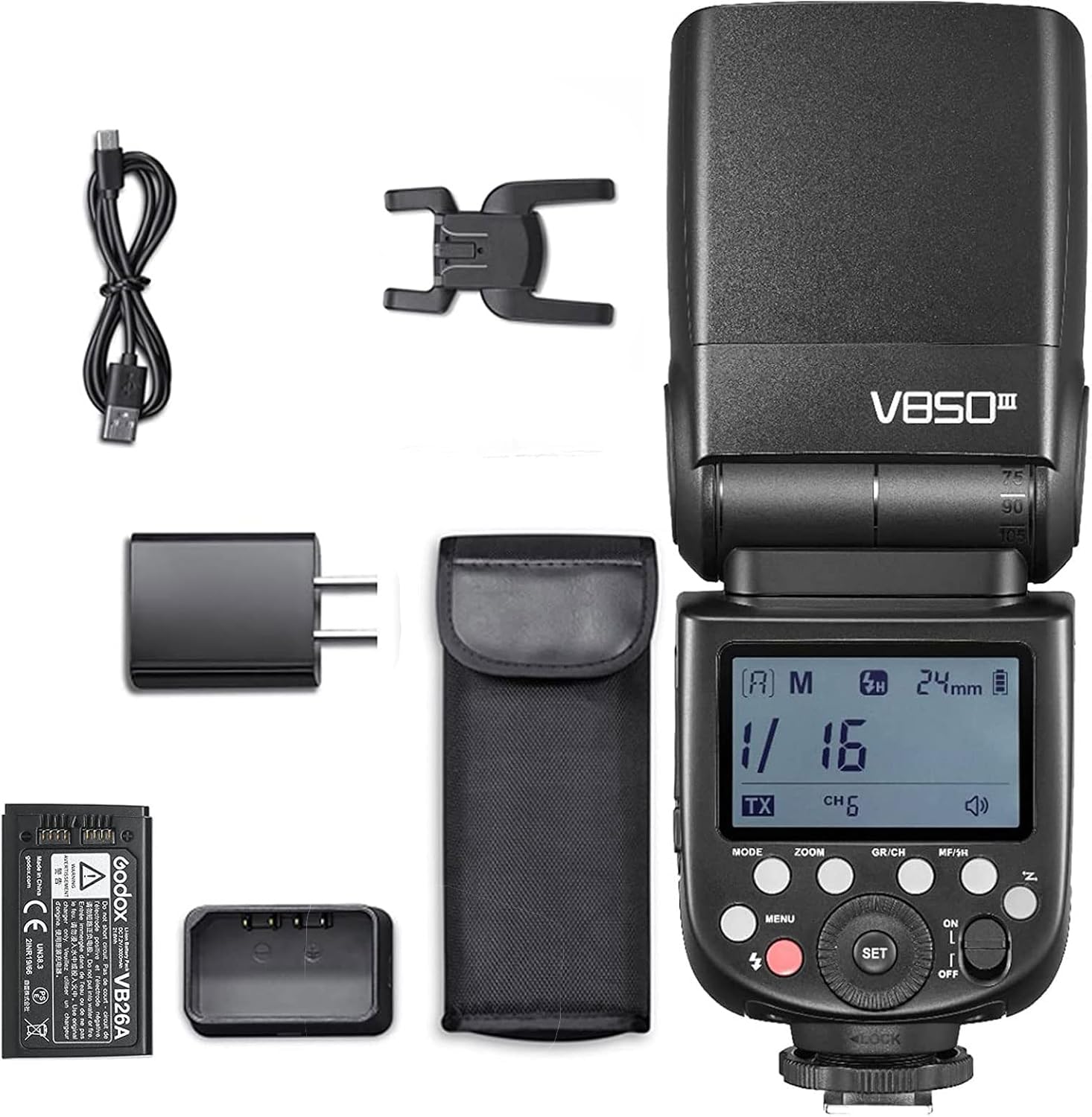 Godox V850III 76Ws Flash Speedlight 2.4G X System 1/8000s HSS 450 Shots Li-ion Battery 20-200mm Zoom for Canon Nikon Sony Fuji