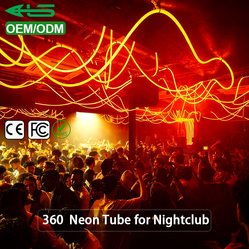 ODM 24V DMX Black Flexible Led Tube Light Addressable Led Silicone Tube Neon Flex Black 360 Rgbw For Rave Music Festival
