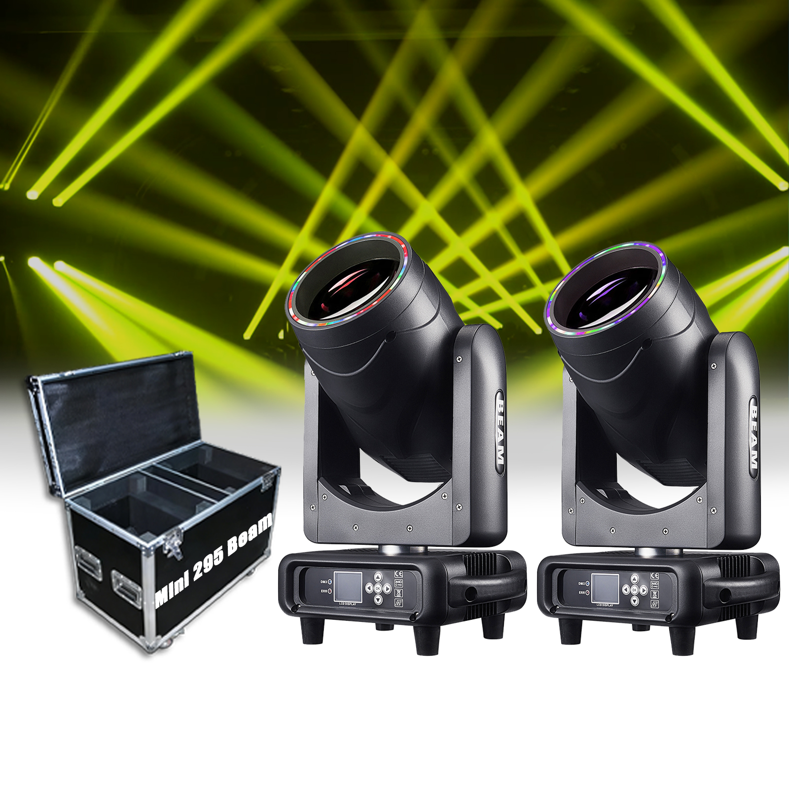 Mini 295W 14R Beam Moving Head Light Sharpy Double Prism Spot DMX DJ Disco Club Bar KTV Party Stage Light Show 3200-7800K Color