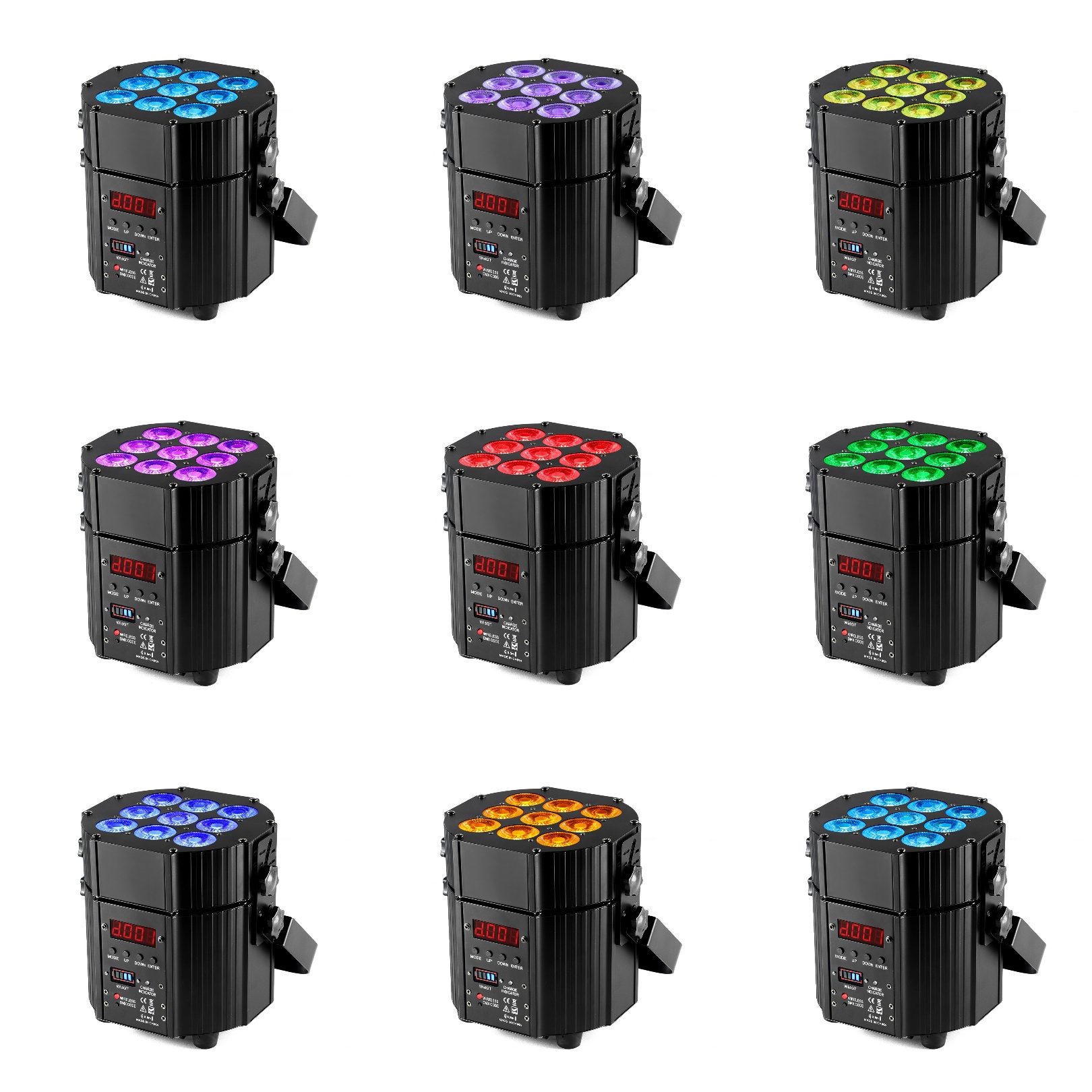 Charge 6in1 Flight Case Battery Led Par Light Rgbwa+uv 6in1 9*10W Wireless Dmx Stage Wedding Par Party Pro Dj Event Lighting