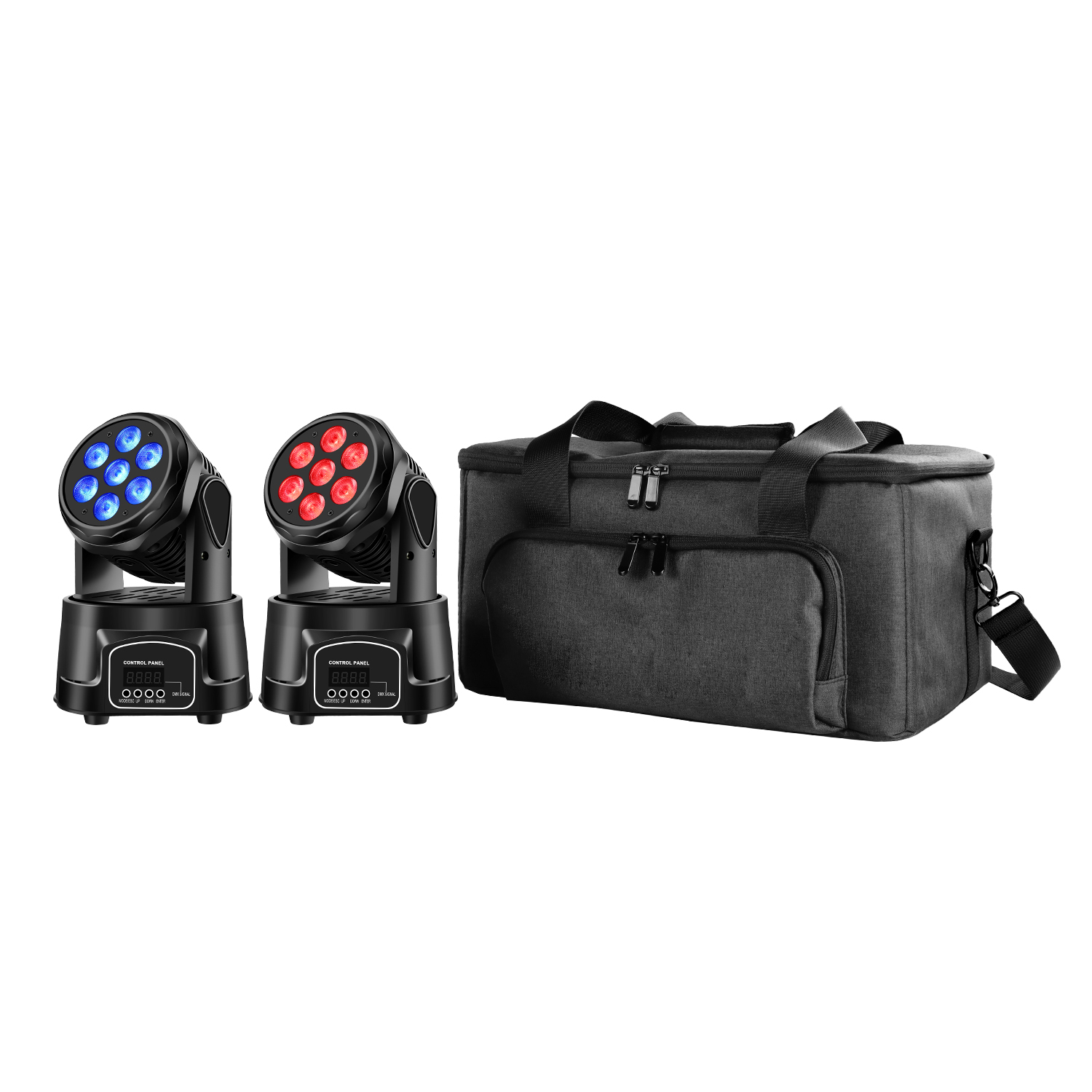 7x10W RGBW LED Moving Head Light 80W 5/13CH DMX512 Stage Beam Light with Mechanic Dimmer and 4100K Neutral White