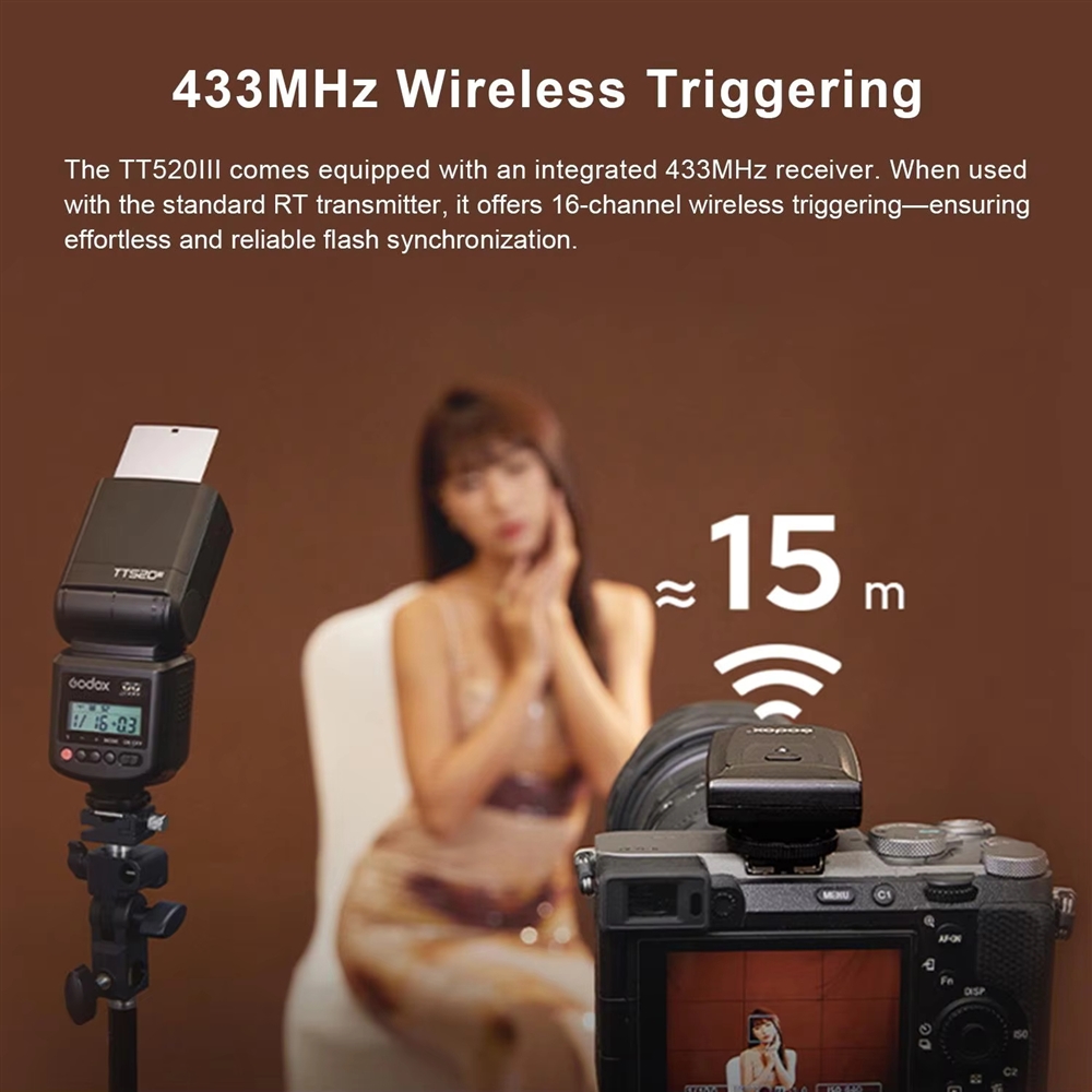 TT520III Flash Speedlight Professional Wireless Universal 433MHz Camera