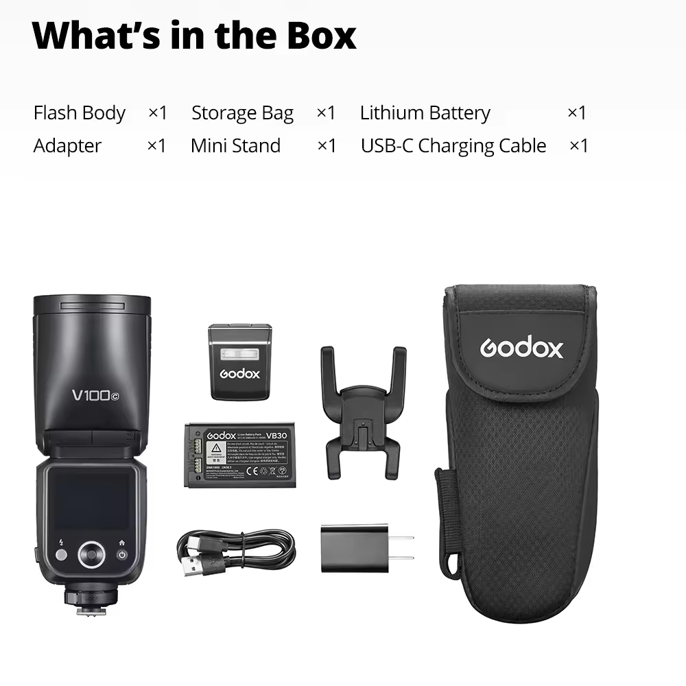 Wholesale Godox V100 C Wireless Portable Photography Speedlight 100W Black Auto-TTL 3300K+200K Color Temperature for Fujifilm