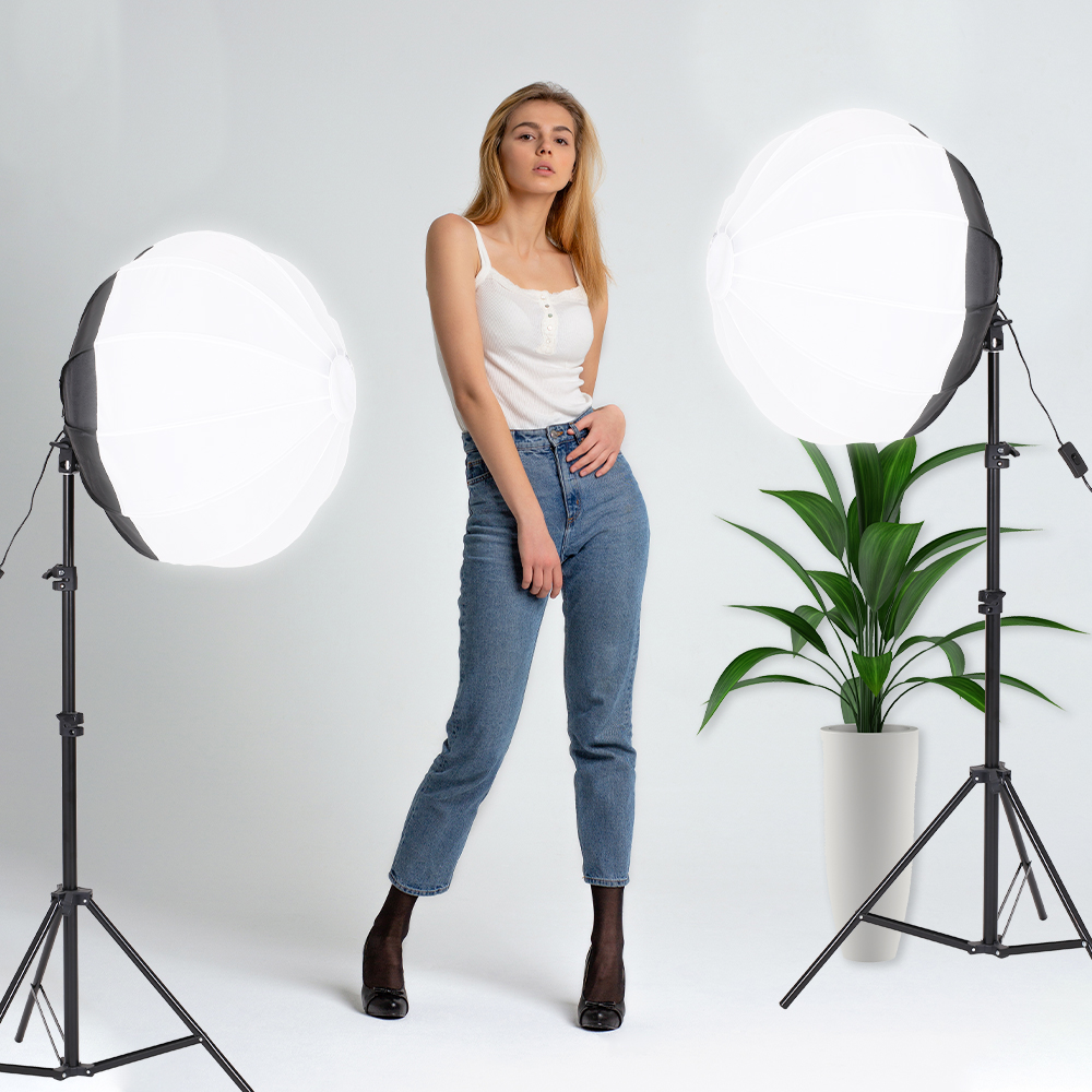 Factory Supplier 35cm Plastic Softbox Soft Light Modifier Foldable Portable Ball Shape Lantern Softbox for Strobe Flash Light