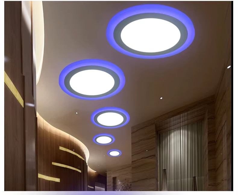 Modern Style Round Ceiling Recessed RGB LED Panel Light 3+3w 6+3w 12+4w 18+6w Double Color Aluminum Lamp Body