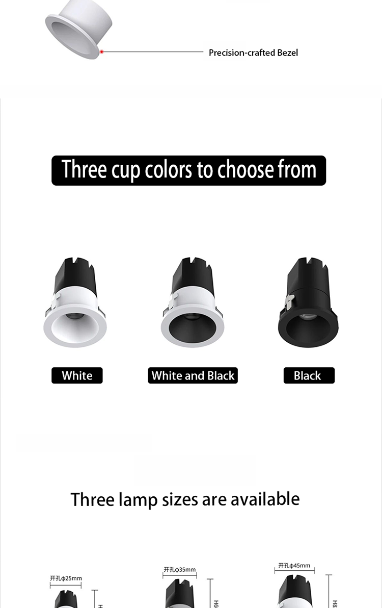 Modern Mini LED Spotlight Thumb-Sized Full-Spectrum Eye-Protection at 3000K Unique Embedded Aluminum Style for Indoor Use