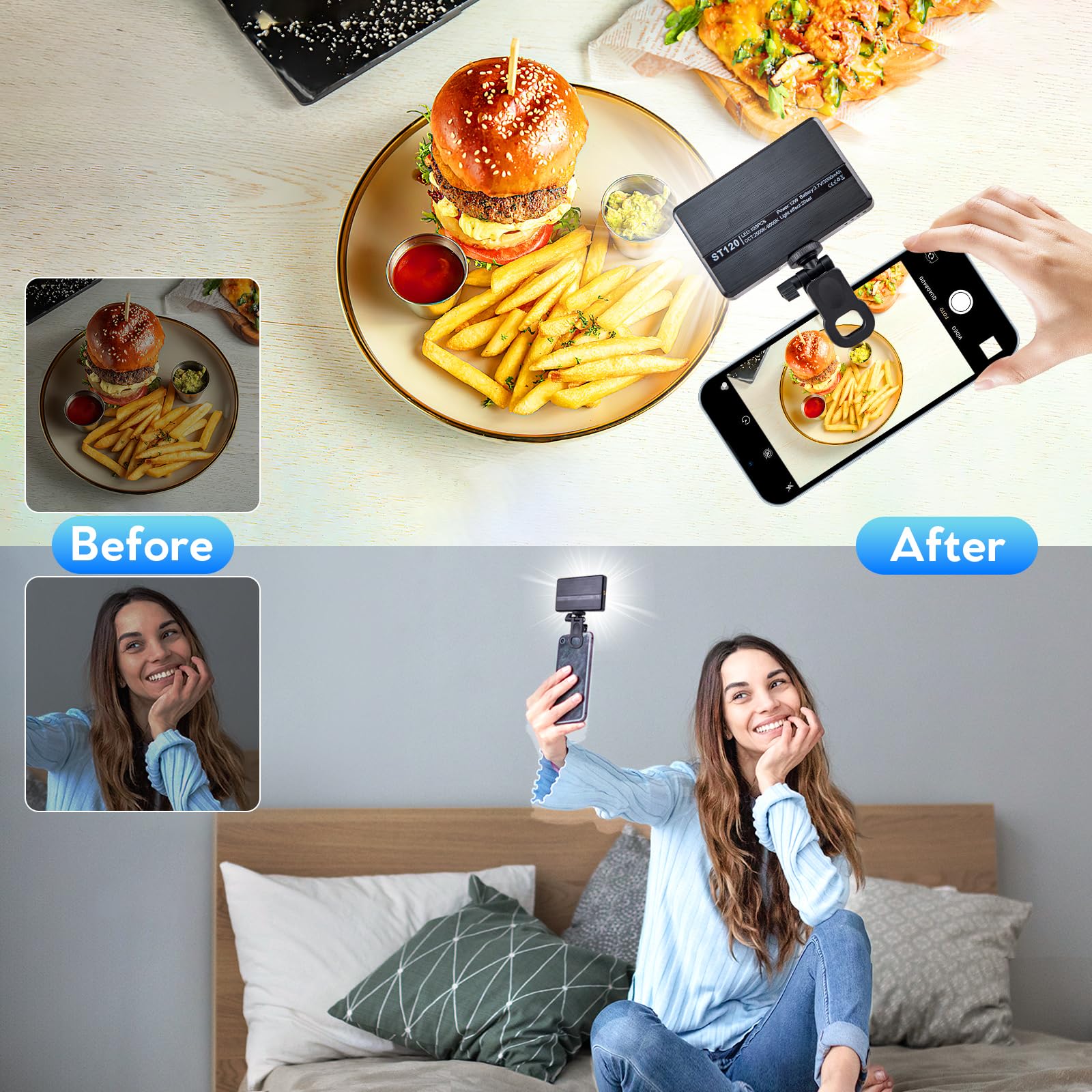 120 LED Selfie Ring Light With Adjustable Brightness, Portable For TikTok Makeup &amp; Live Stream