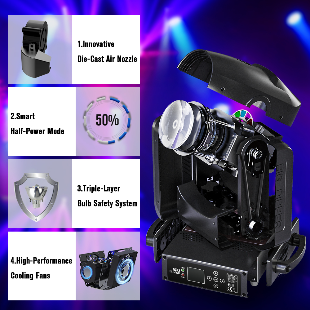 Big Dipper CLB260 DMX 260W 6Kg Beam Moving Head Light Disco Lights Club Lighting System for Events and Concerts