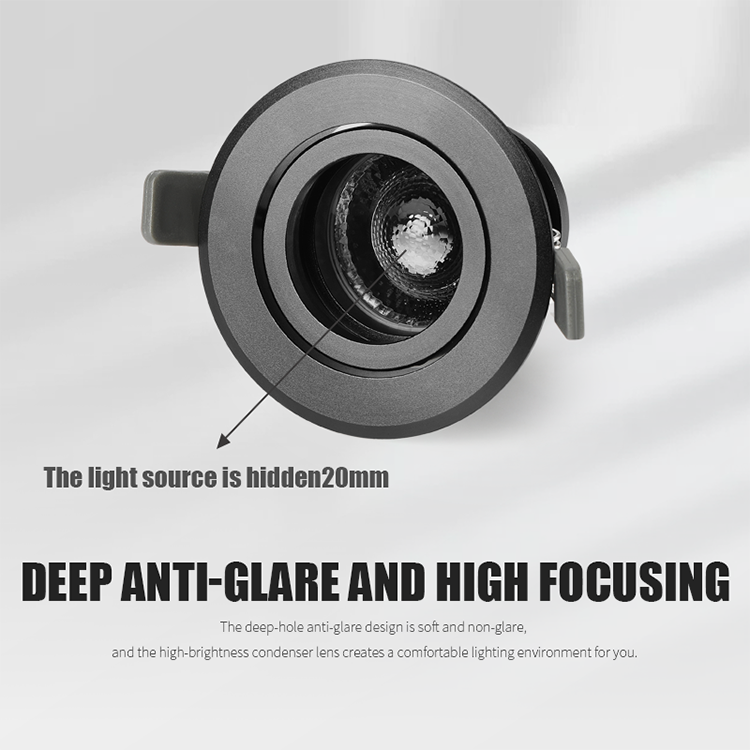 Trimless LED Downlight 5 Degree Focusing Anti-Glare 3W Aluminum Spotlights High CRI 92 Recessed Modern Indoor Use Hotel