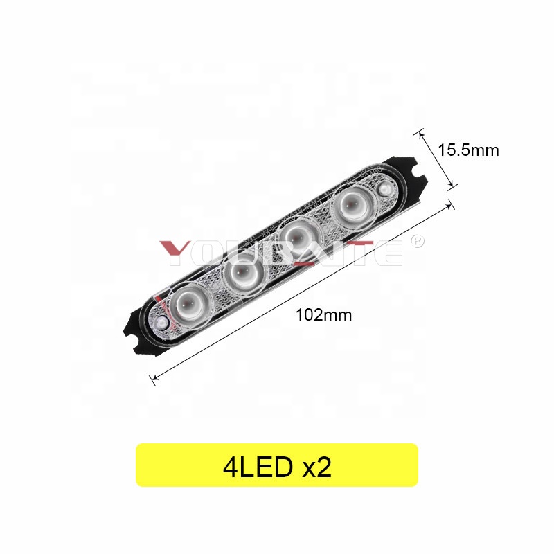 4 LED 1 to 2 Emergency Vehicle Dual Color Strobe Lights Car Flash 12V 12W Warning Lights for Front Grille Deck