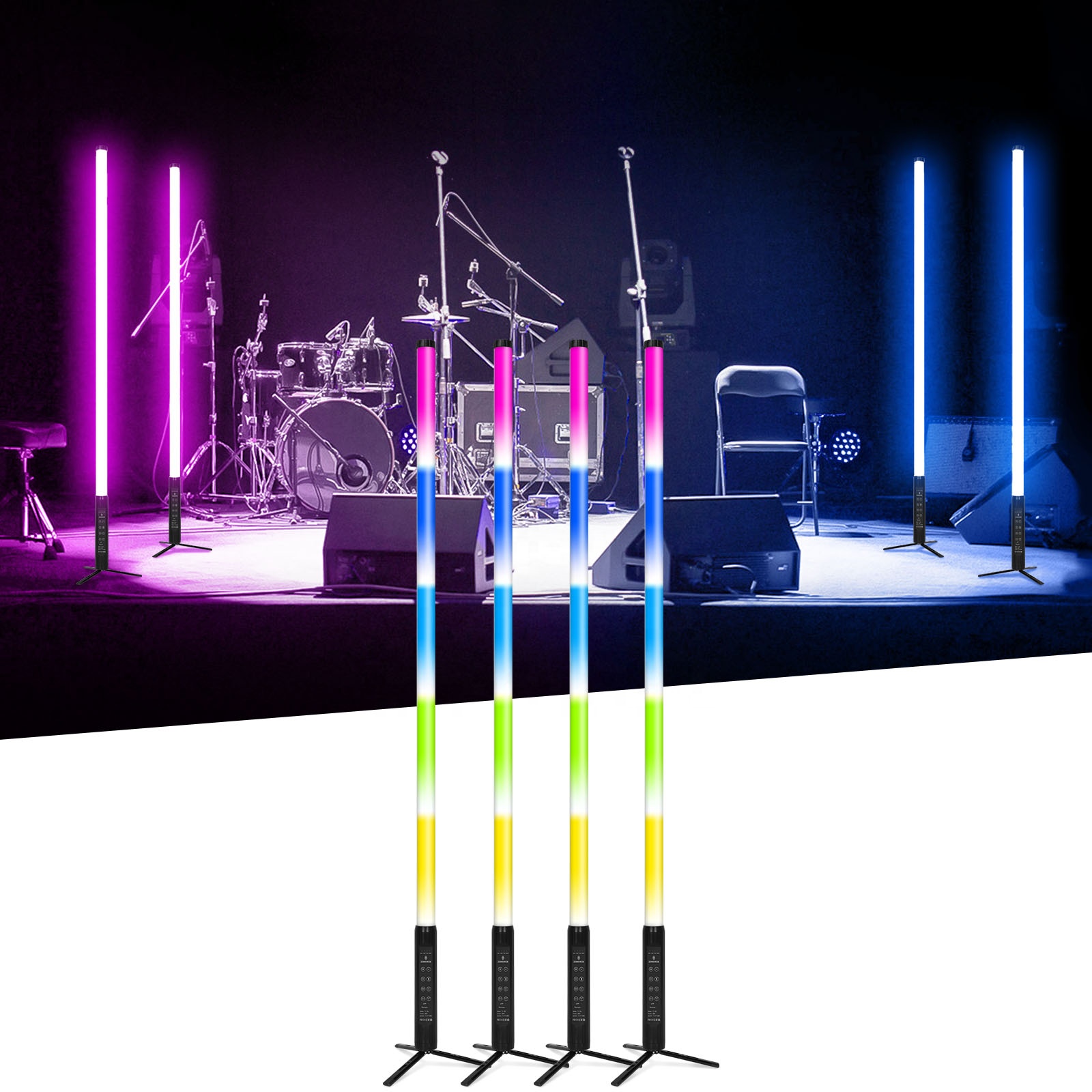 TL-150 IP65 Outdoor Wireless APP Control Battery Large 5ft 360 RGBW LED Pixel Tube Bar Stand for DJ Dance Stage Both Lighting