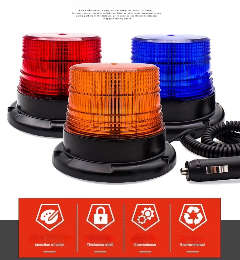 Red Blue Amber Magnetic Strobe Beacon Light for Ambulance Construction Truck School Bus