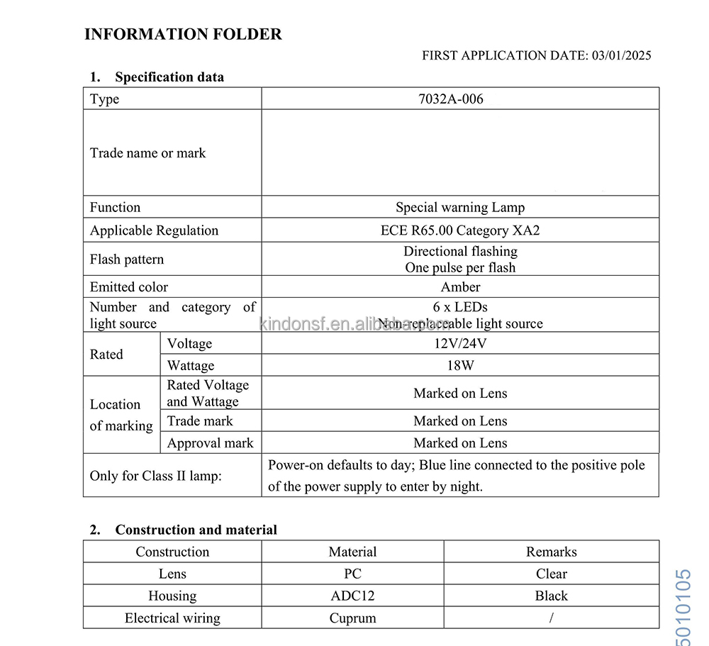 ECE R10 ECE R65 Class 2 LED Surface Mount Grille 6 LED Flashing Warning Lighthead Strobe Light with Position Light 7032B-6