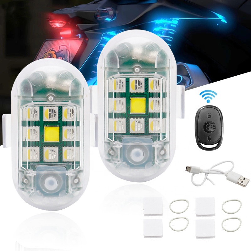 7 Colors Car Motorcycle Drone Flash Position Indicator Tail Aircraft Strobe Warning Lights Wireless Remote Control Strobe Light