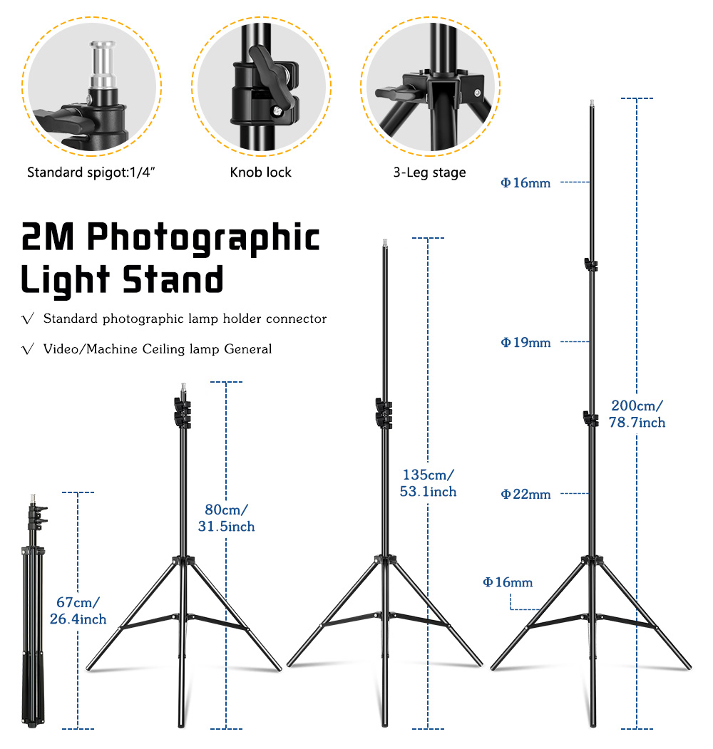 Photography Lighting Kit Stand Height