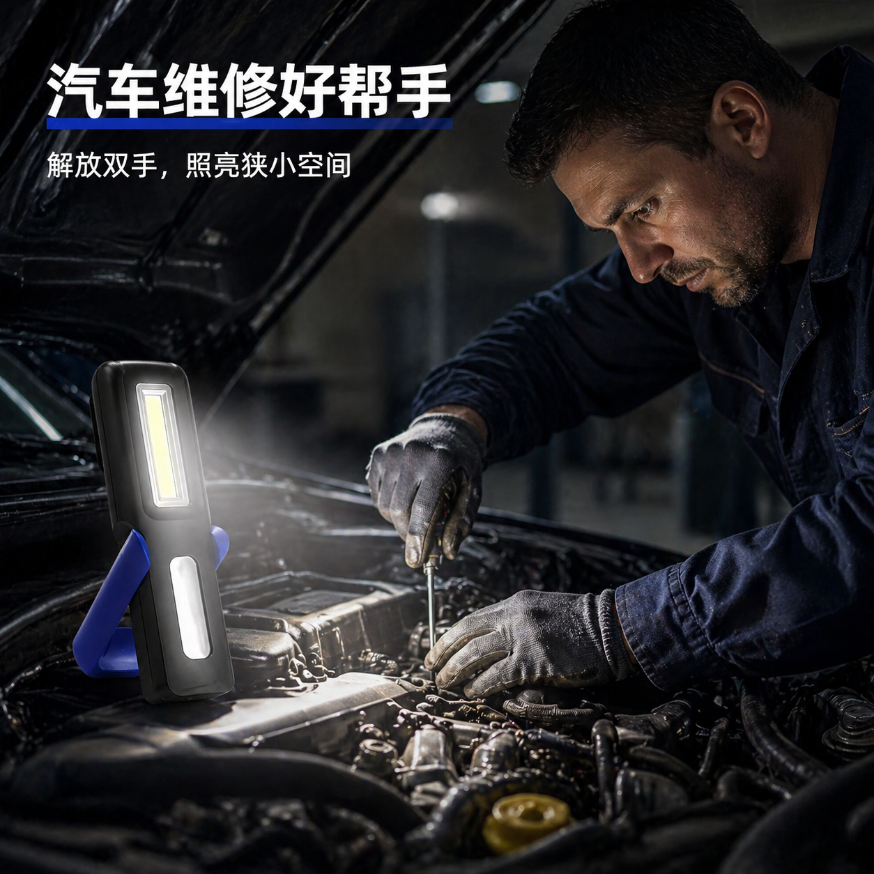 HB-325 Waterproof IP44 Portable Rechargeable COB LED Work Light 4100K Neutral White 160LM OEM Factory Supply for Workshop Repair