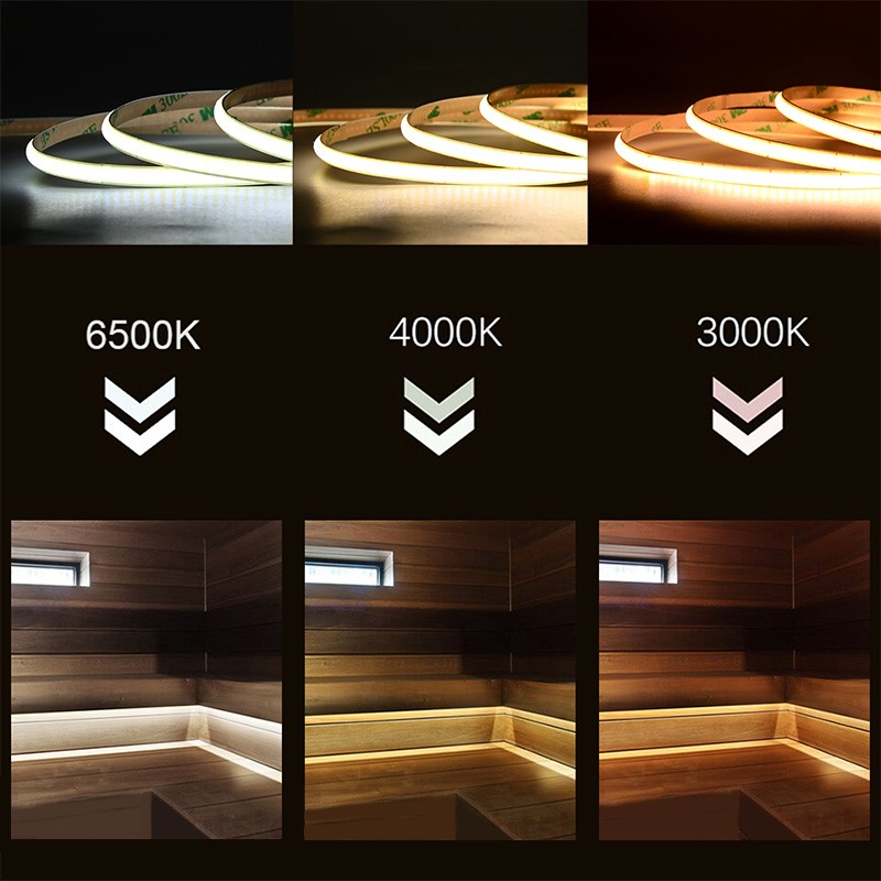 High Brightness Cri 90 Free Cut 5v 12v 24v 2.7mm 3mm 4mm 5mm 8mm 10mm Cob Flexible Dimmable Cob Led Strip Light