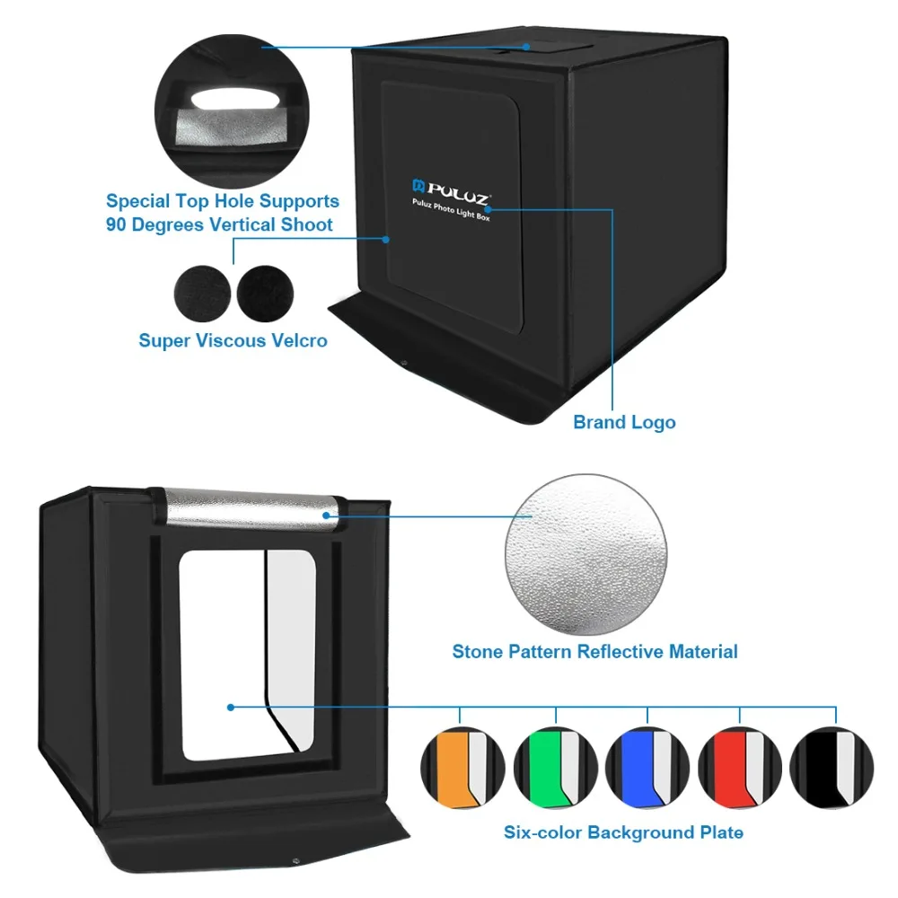 Photo Studio Light Box 40cm Portable Softbox Photo Lightbox Tent With 6 Colors Background for Studio Photography Box LED Light