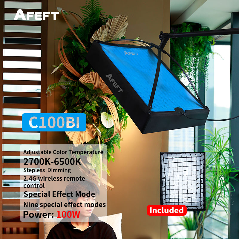 AFEFT 100W Dual-color Temperature ABS Photography Roll Light for Professional Shooting Live Streaming Portable Fill Light