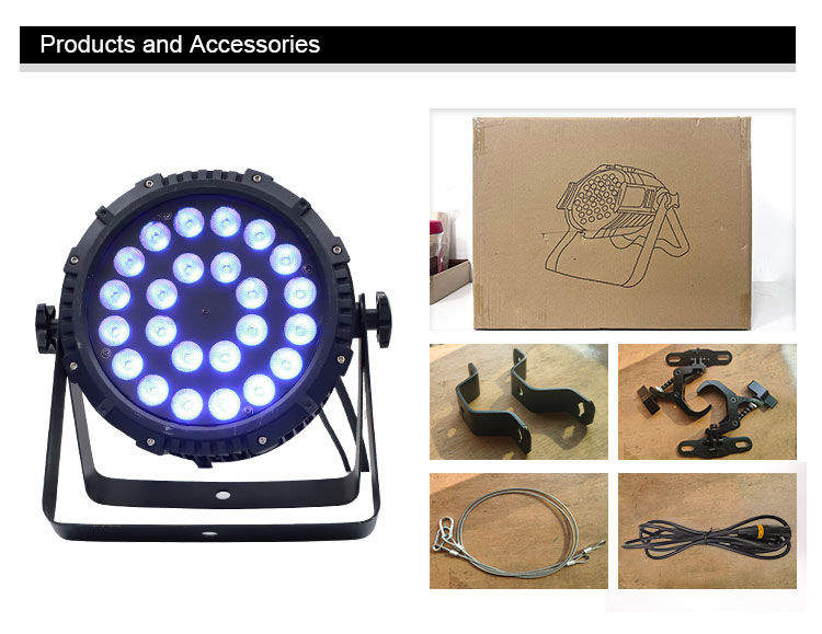 IP65 Waterproof Outdoor Par Light 24x12W RGBW 4-in-1 LED DMX512 8-Channel Sound Control CRI90 3200-7800K Stage/DJ/Wedding/Club