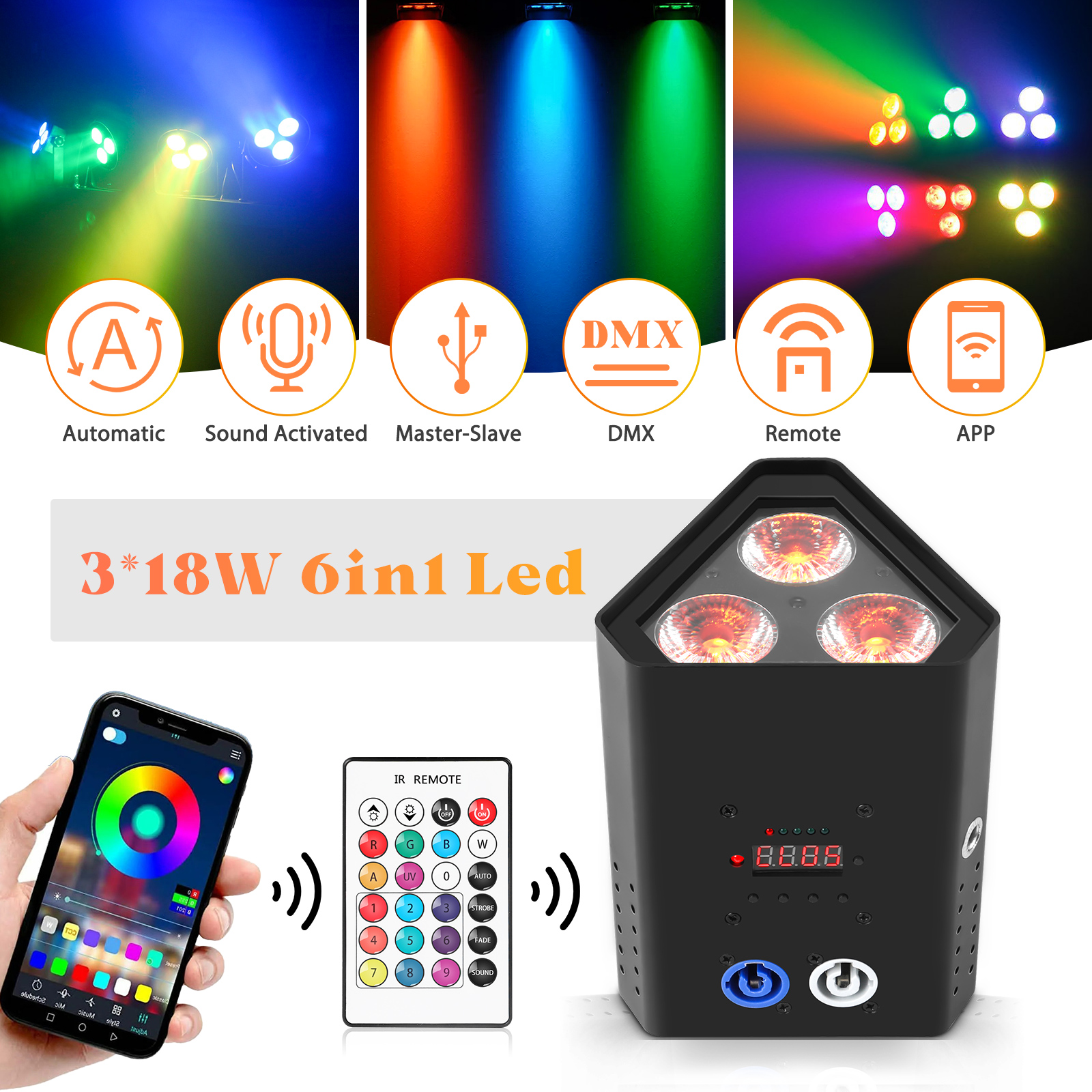 Rechargeable LED Par Stage Lighting Controls