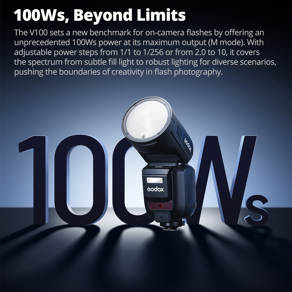 Godox V100 100Ws V100S V100C V100N V100F Photography Speedlight TTL Round Head Camera Flash for Canon Fujifilm Olympus