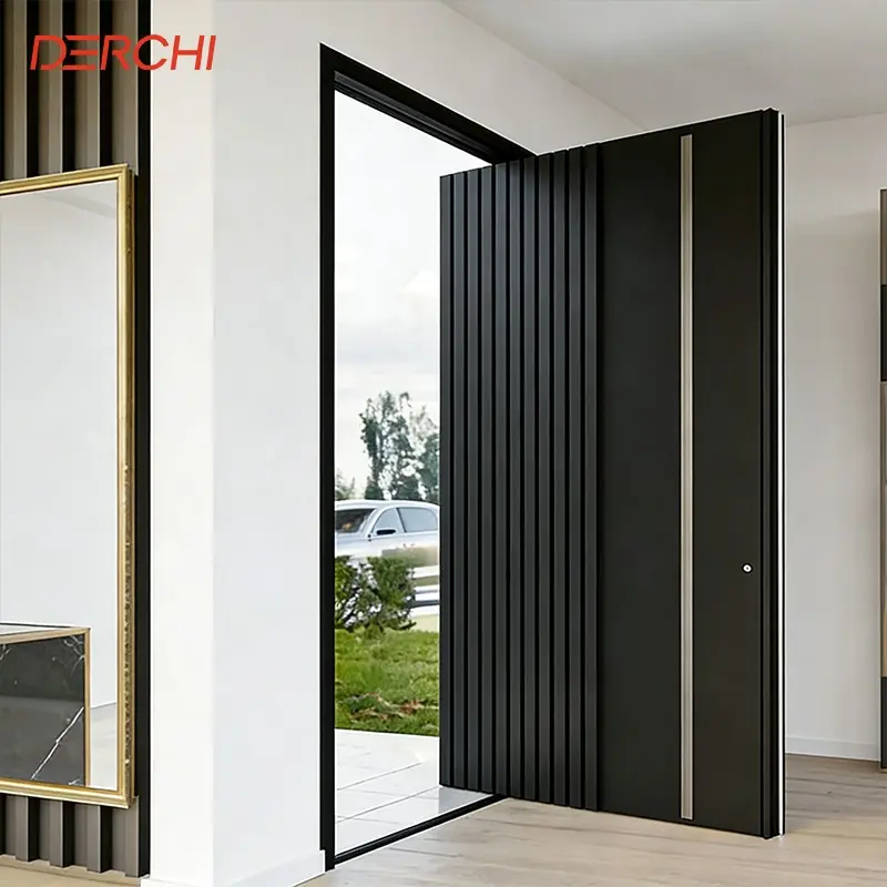 China Custom Hurricane Impact Aluminum Pivot Doors with Smart Lock Manufacturers, Supplier