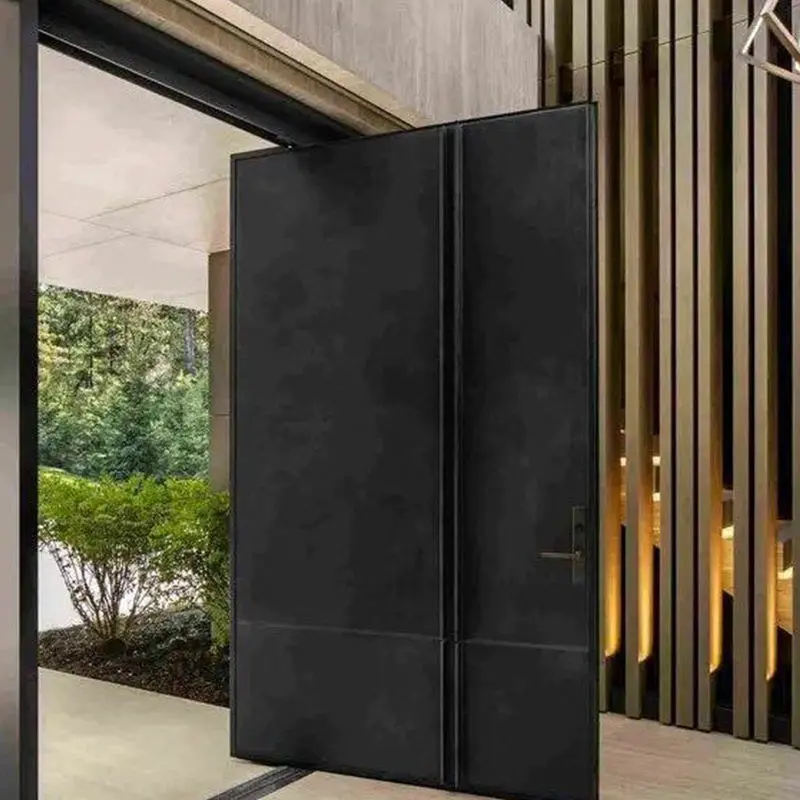 Derchi Minimalist Aluminum Pivot Door | Wood Grain Villa Front Entry - DERCHI Manufacturer, Suppliers