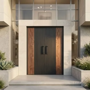 Derchi Minimalist Aluminum Pivot Door Wood Grain Villa Front Entry DERCHI Manufacturer