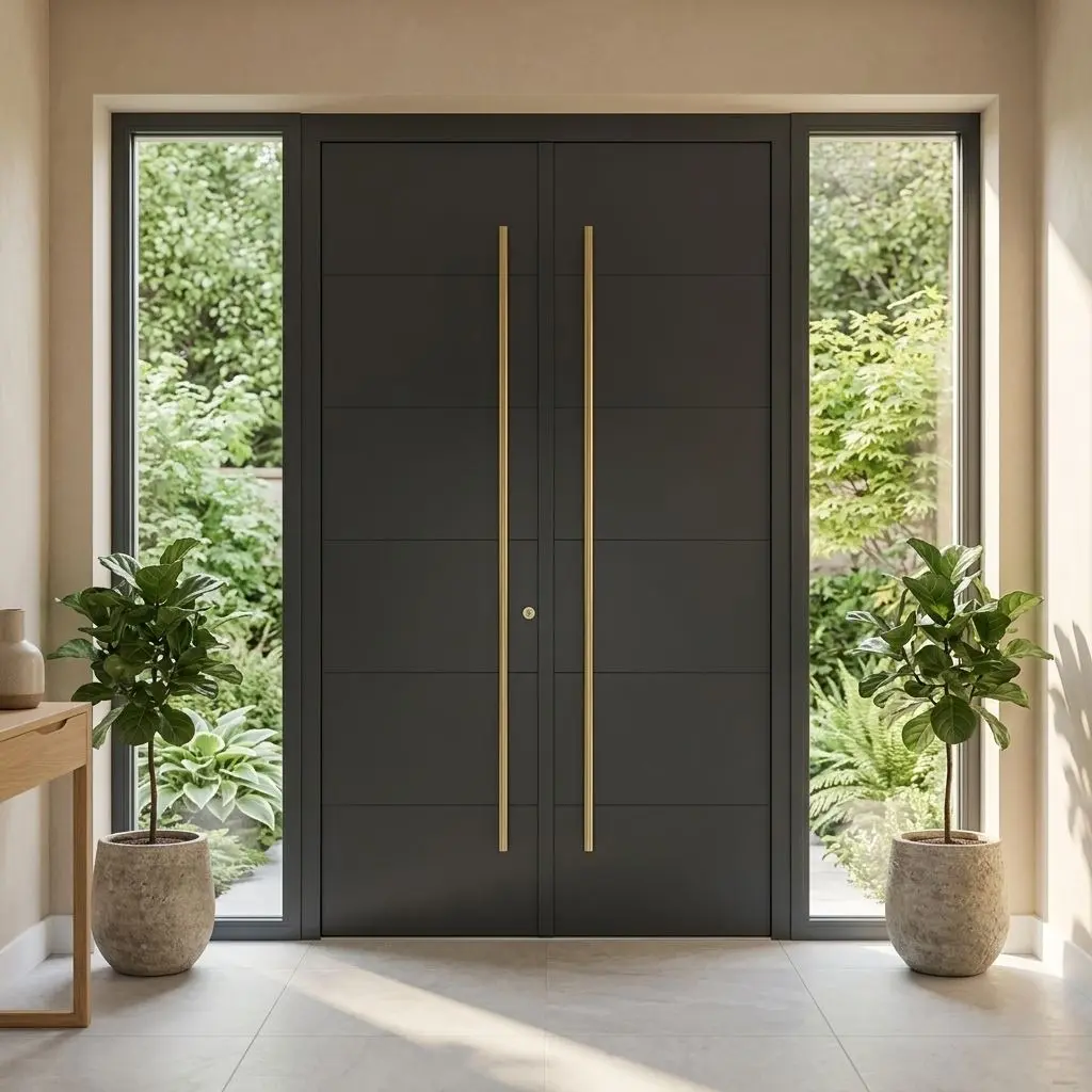 Derchi Minimalist Aluminum Pivot Door | Wood Grain Villa Front Entry - DERCHI Manufacturer, Suppliers