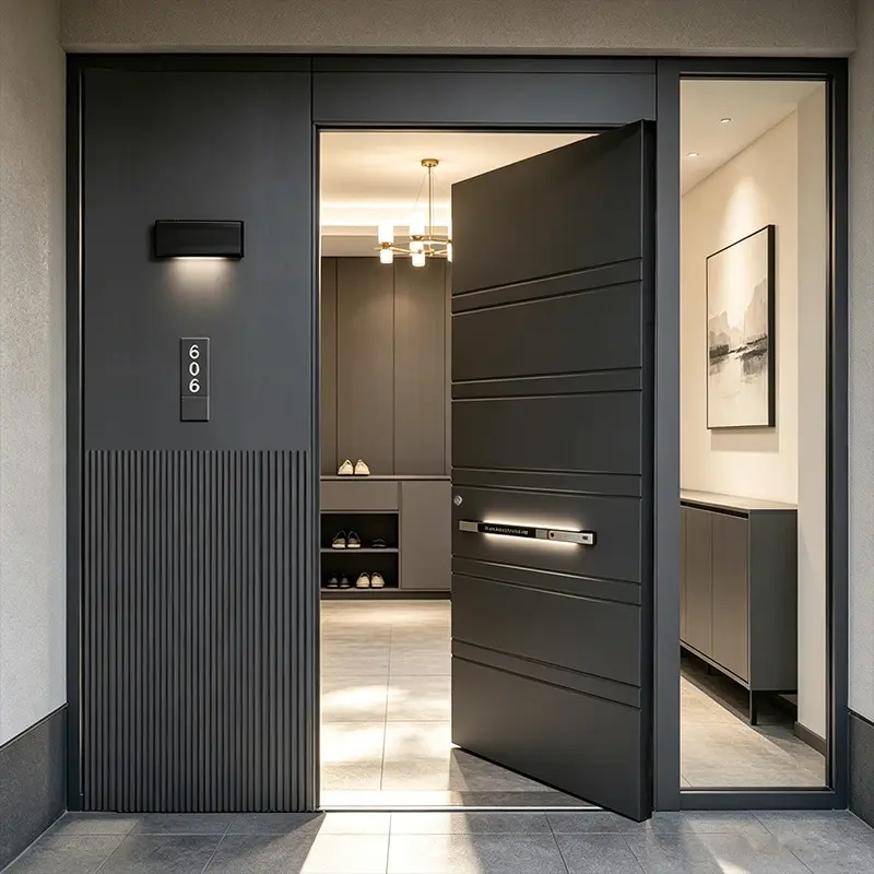 Derchi Hurricane Rated Aluminum Pivot Door | Commercial Front Entry - DERCHI Supplier, Factory
