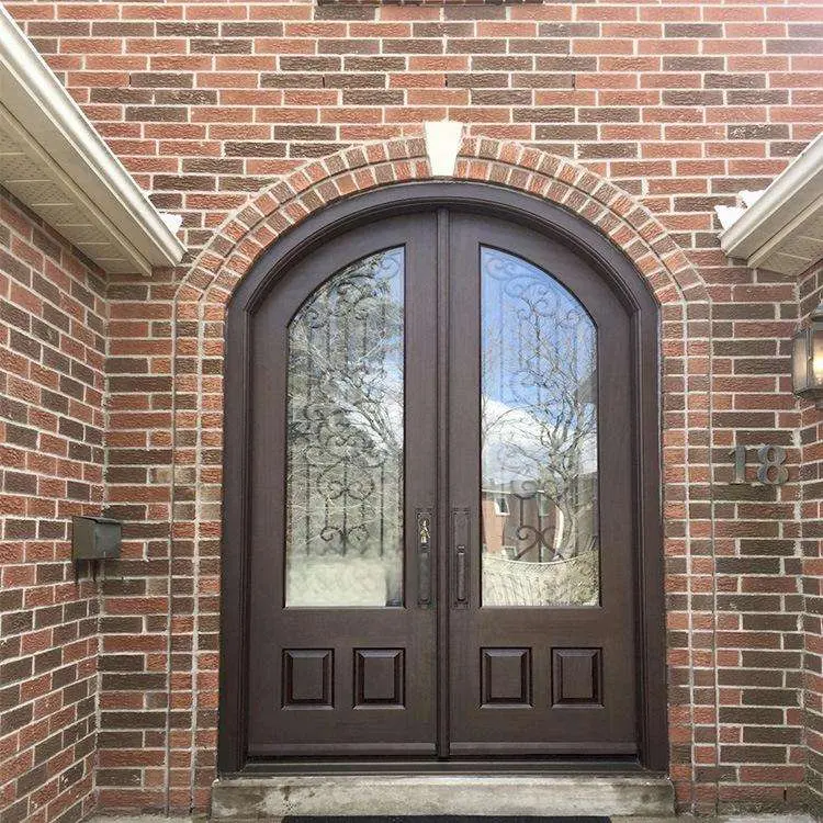 Custom Luxury Wood Front Entry Door | Frosted Glass Mahogany Double Door - DERCHI Manufacturer, Supplier