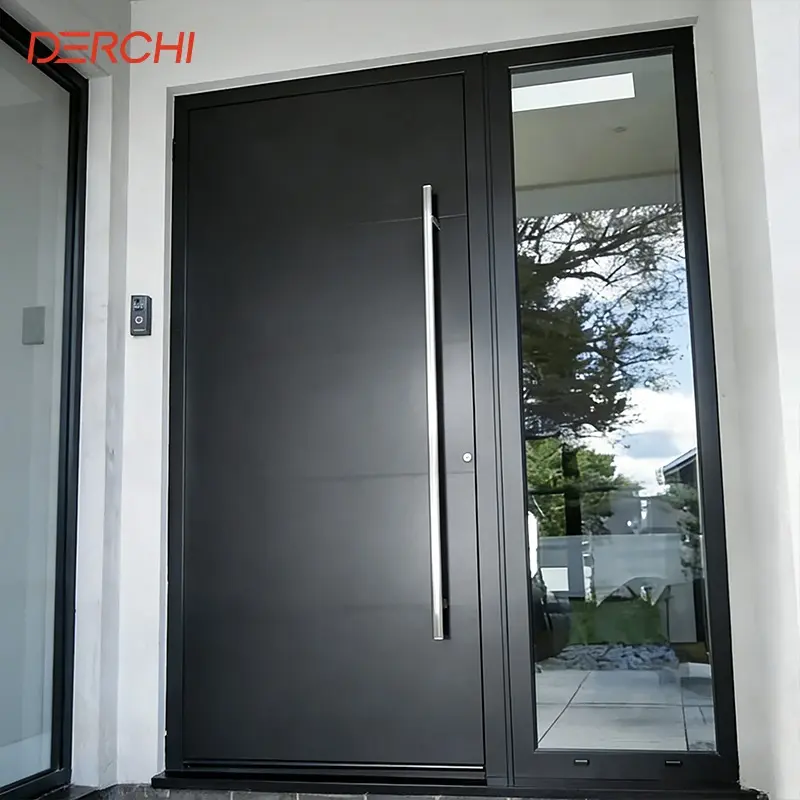 China Custom Hurricane Impact Aluminum Pivot Doors with Smart Lock Manufacturers, Supplier
