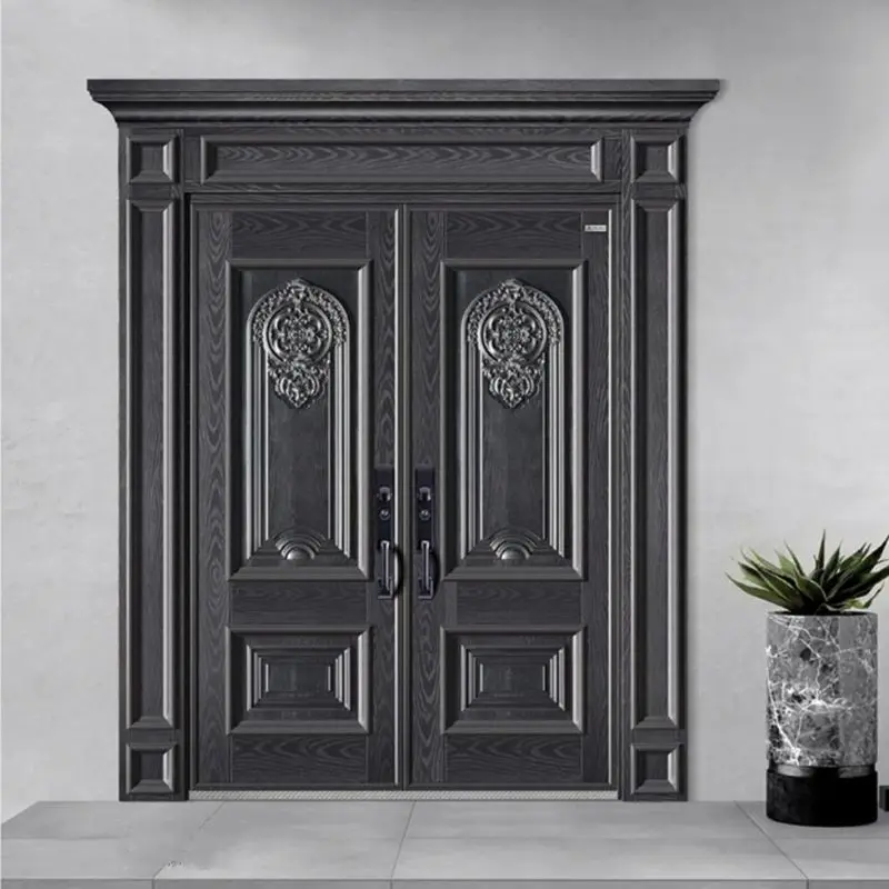 China Luxury Villa Entrance Door with Cast Aluminum Surface Steel Structure Manufacturer, Factory