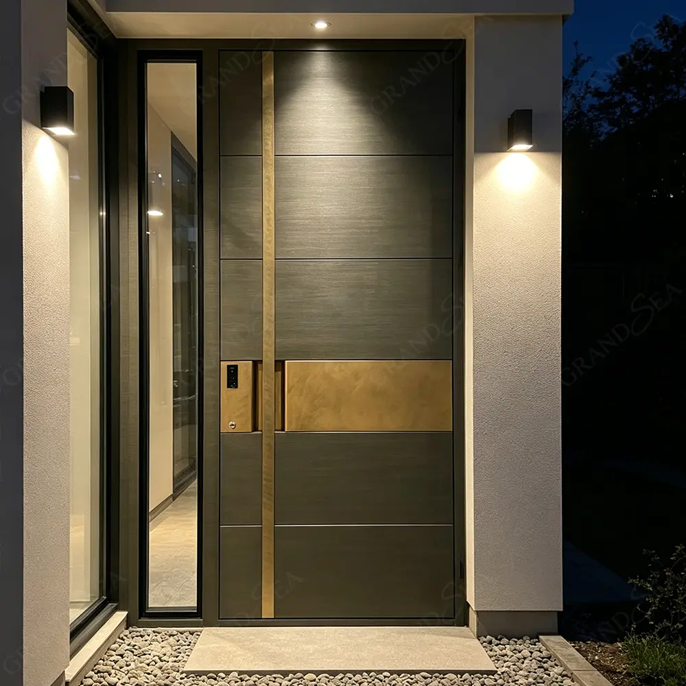 Custom Modern Stainless Steel Pivot Door with Long Handle | Exterior Security Entry Supplier, Suppliers