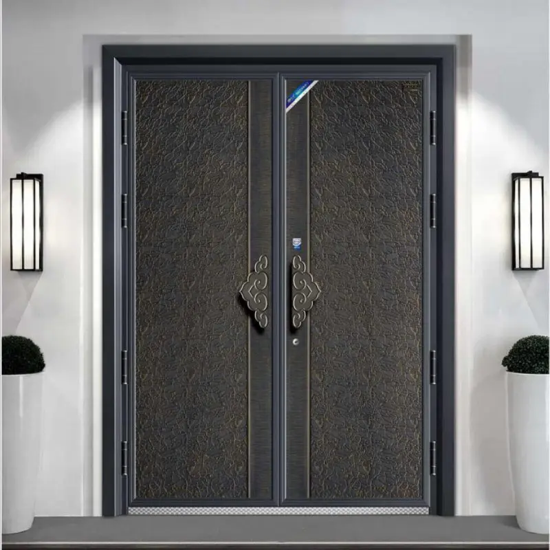 China Luxury Cast Aluminum Double Steel Door | Exterior Villa Entrance Designs Manufacturers, Supplier