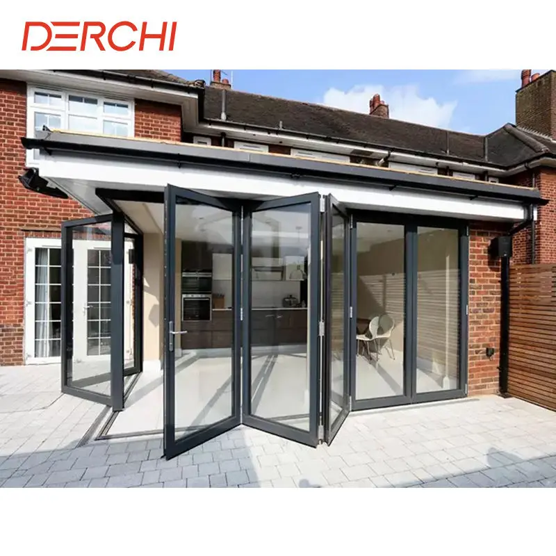 China DERCHI NFRC Hurricane Impact Aluminum Bi-Fold Patio Doors Manufacturers, Factories