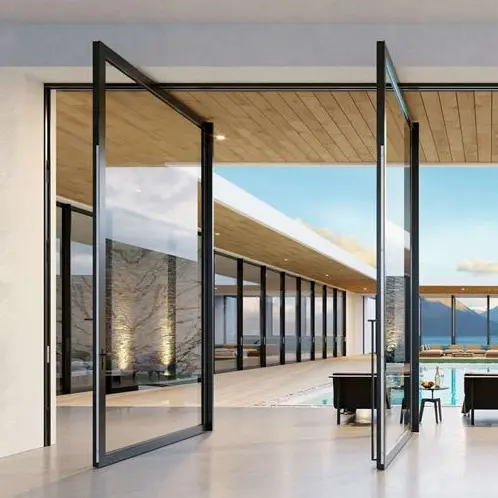 Custom DERCHI NFRC Aluminum Security Pivot Entrance Doors Manufacturer, Supplier