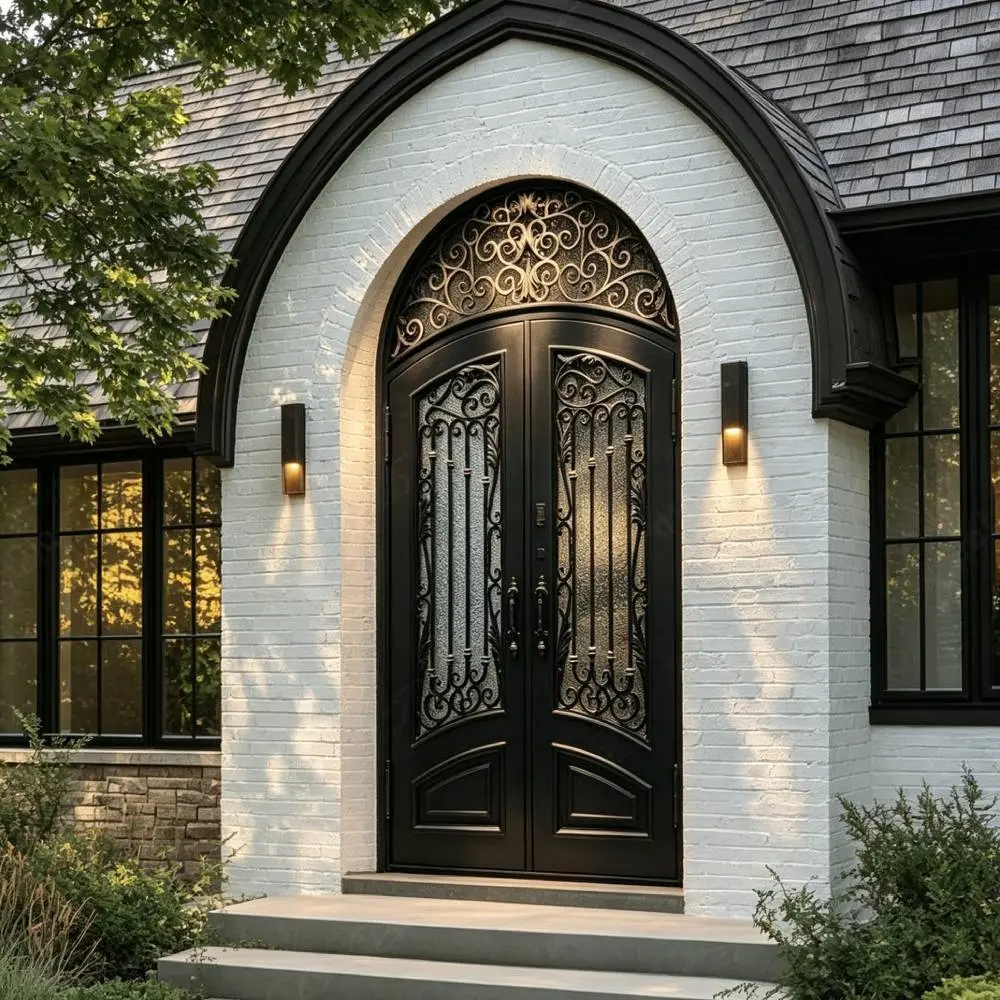 Custom Custom Wrought Iron Glass Door | Luxury Double Exterior Entry - DERCHI Suppliers, Factories