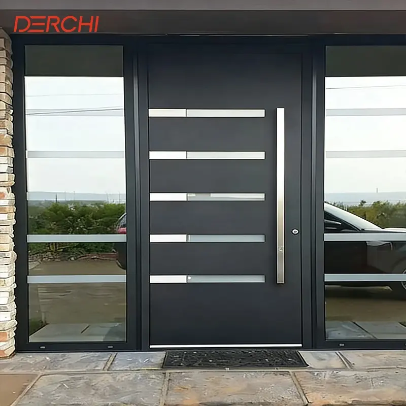 China Custom Hurricane Impact Aluminum Pivot Doors with Smart Lock Manufacturers, Supplier