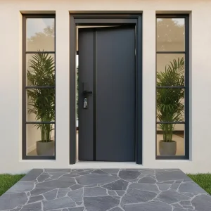 China Modern Steel Entry Door Waterproof Side-Opening for Apartment