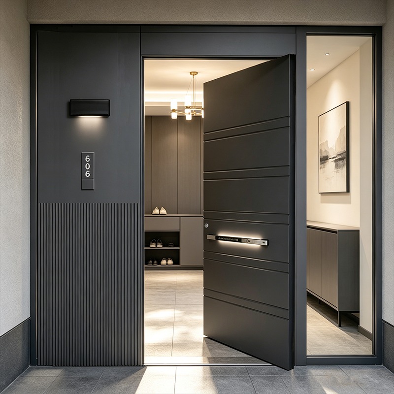 DERCHI Hurricane Rated Aluminum Pivot Commercial Security Door