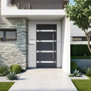 China Custom Hurricane Impact Aluminum Pivot Doors with Smart Lock