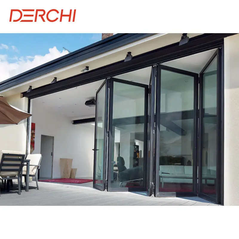 Custom DERCHI AS2047 Aluminium Double Glass Bi-Fold Patio Doors Manufacturers, Supplier