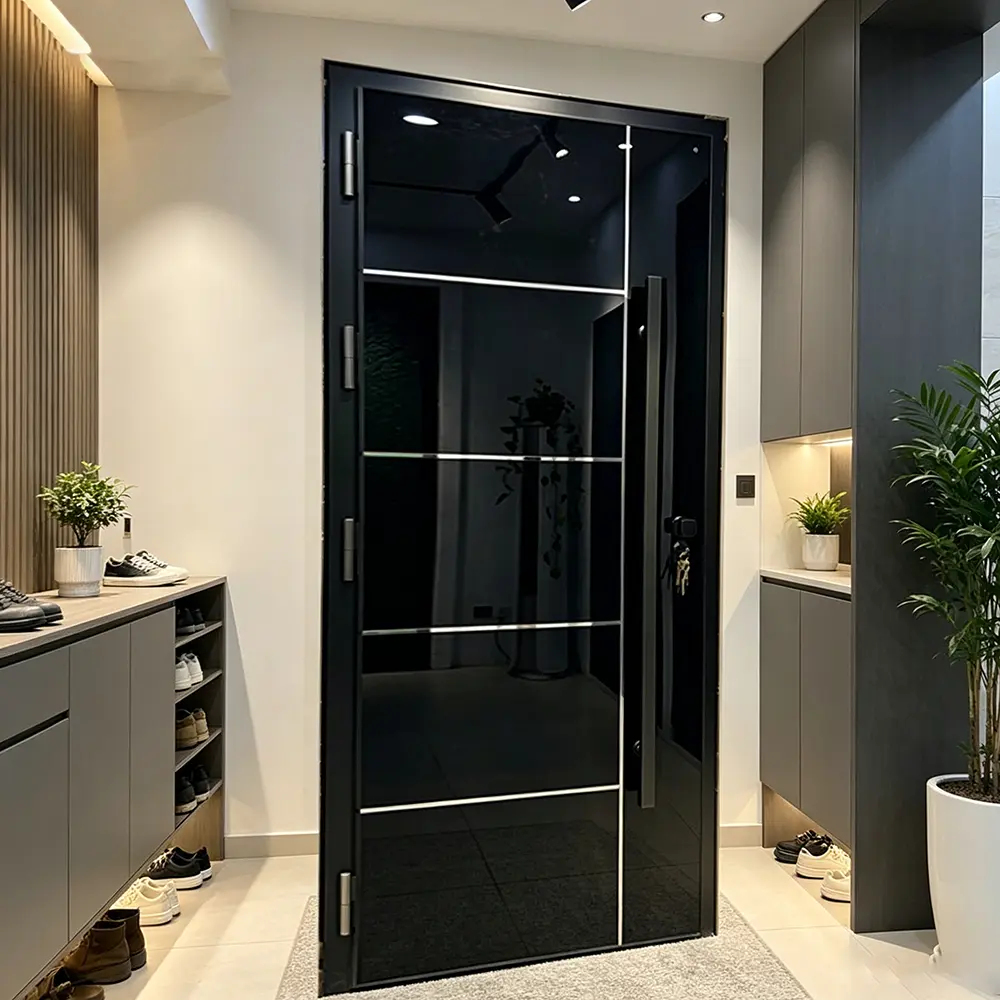 Custom DERCHI NFRC American Aluminum Security Pivot Doors with Smart Lock Manufacturers, Supplier