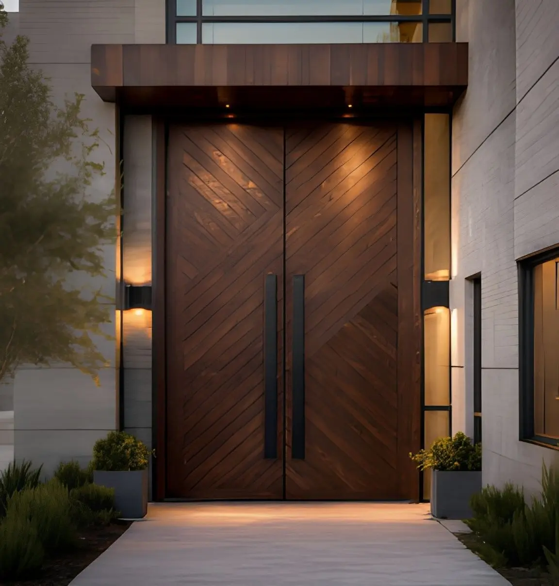 Derchi Minimalist Aluminum Pivot Door | Wood Grain Villa Front Entry - DERCHI Manufacturer, Suppliers