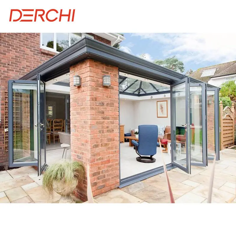 Custom DERCHI AS2047 Aluminium Double Glass Bi-Fold Patio Doors Manufacturers, Supplier