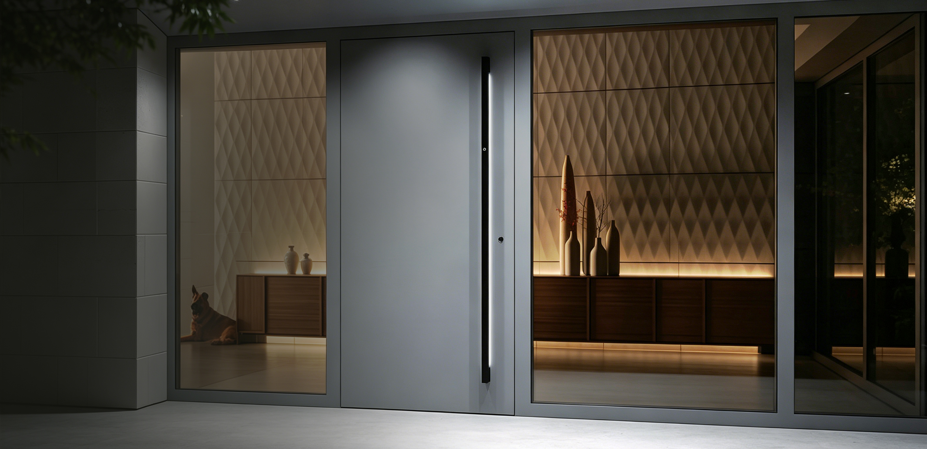DERCHI Cast Aluminum Entry Door installed in modern Nordic luxury villa